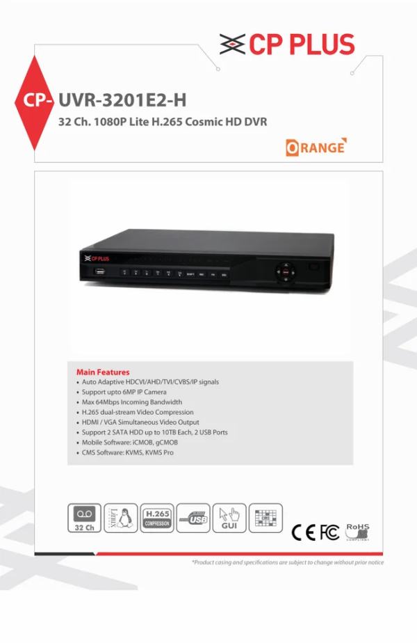 CP-UVR-3201E2-H Network Video Recorder (NVR) - Image 2